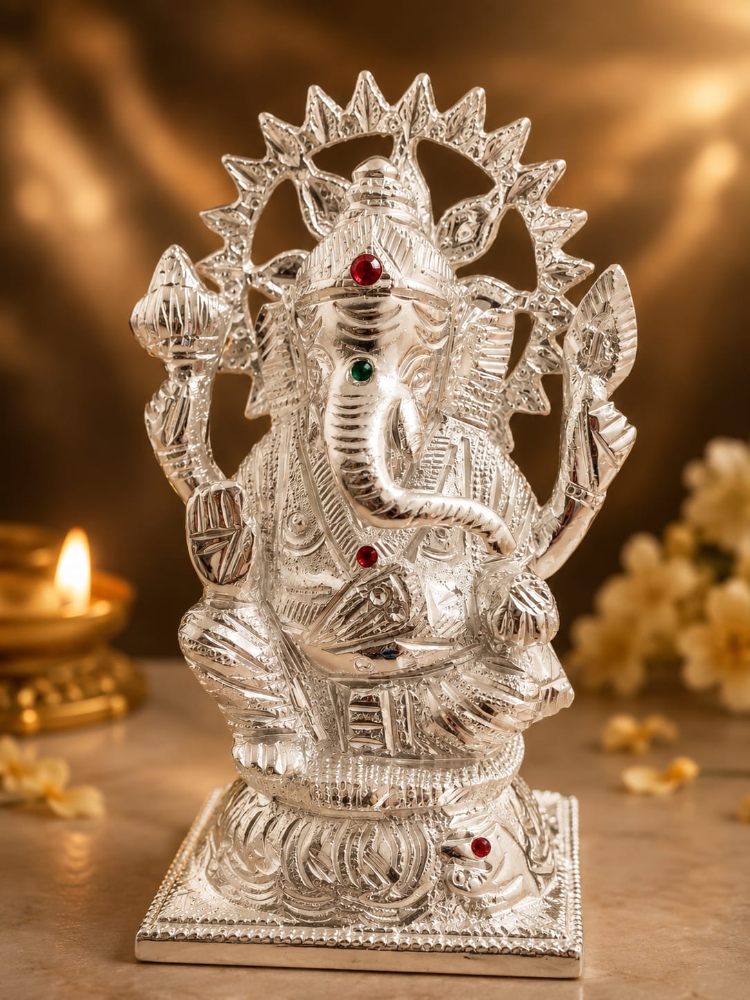 Silver Plated Lord Ganesha Idol
