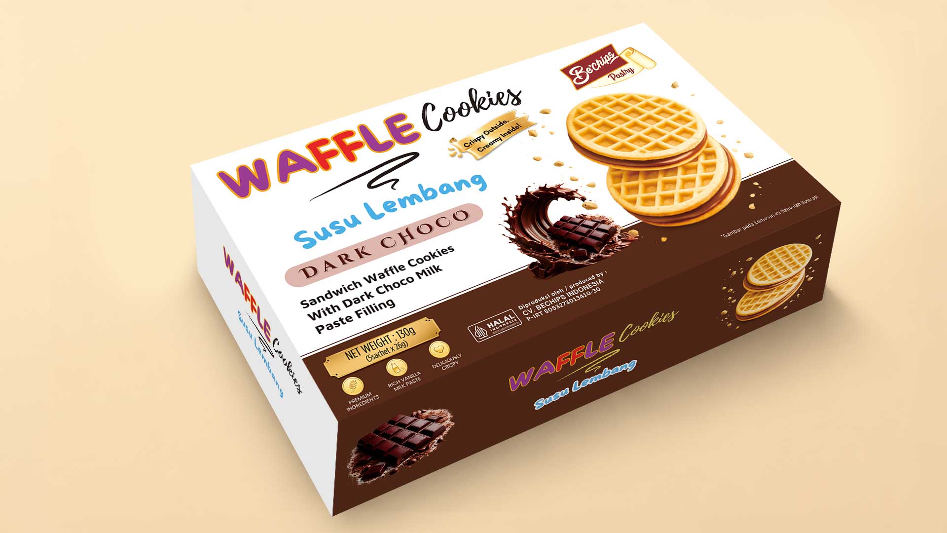Waffle Cookies Dark Choco Susu Lembang 