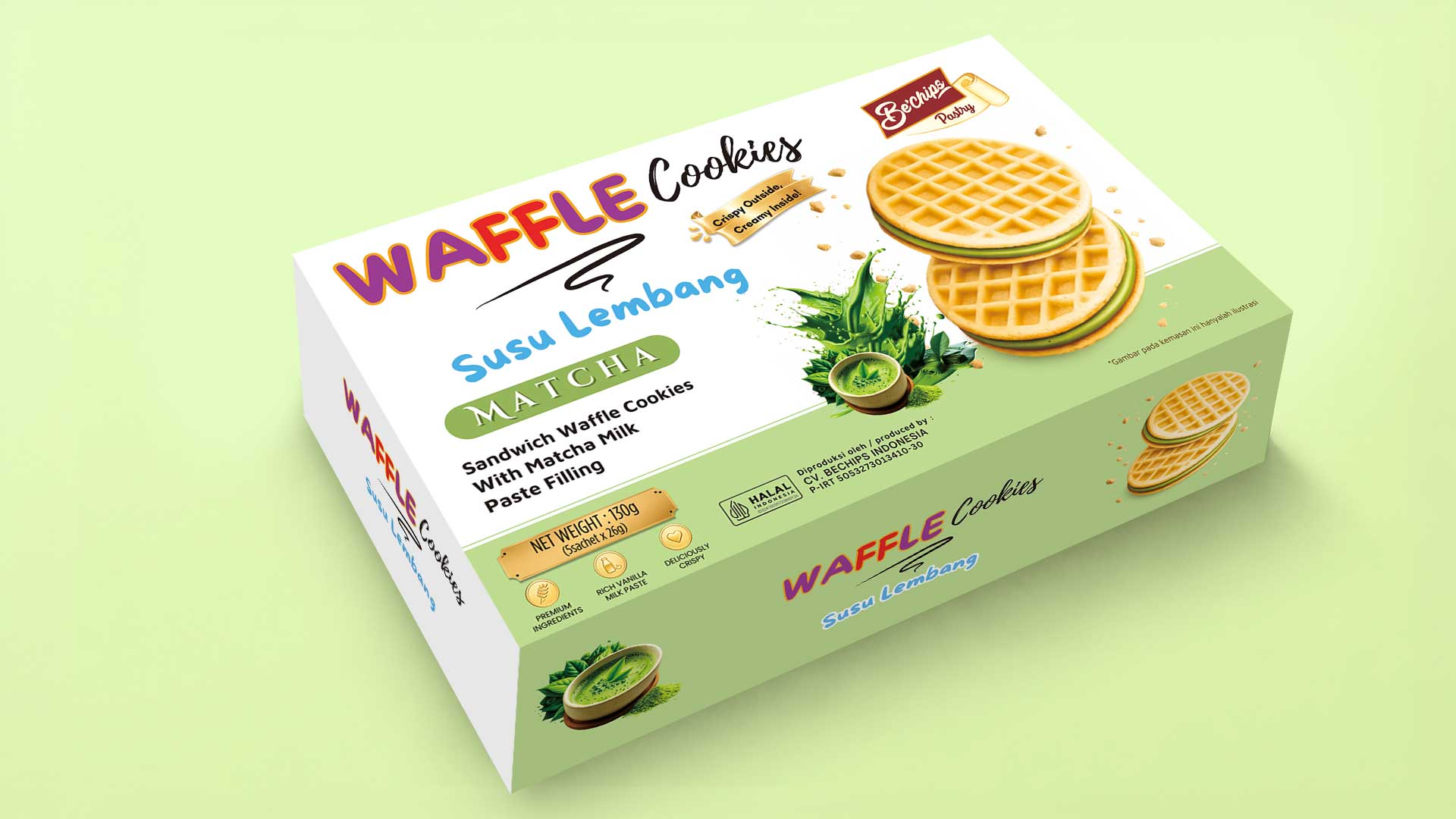 Waffle Cookies Matcha Susu Lembang
