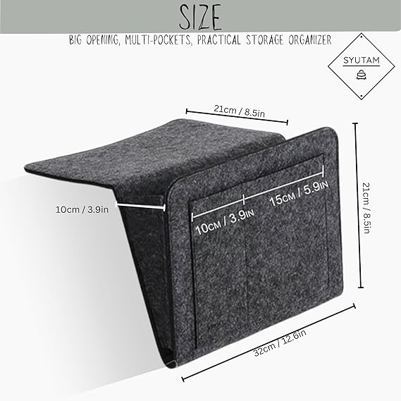 Felt Bedside Storage Caddy Organizer – Multi-Pocket Hanging Bedside Bag for Bunk Beds, Dorm Rooms, Hospital Beds & Sofas