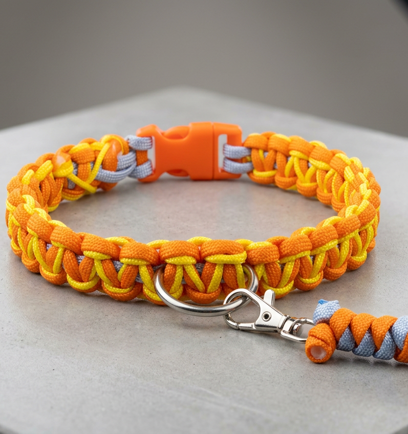 Collar tejido con paracord - Tejido cobra