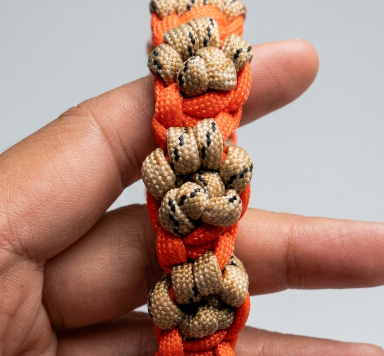 Collar tejido con paracord. Tejido huella