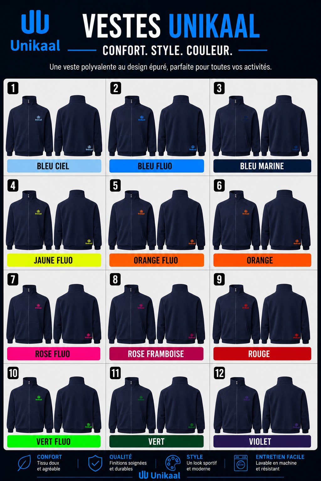 Veste de survêtement unisexe gamme "CLASSIQUE"