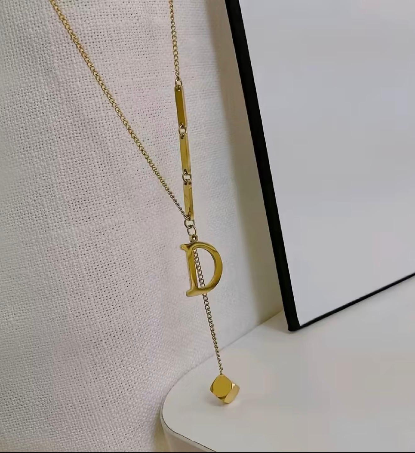 Gold Initial 'D' Pendant Necklace