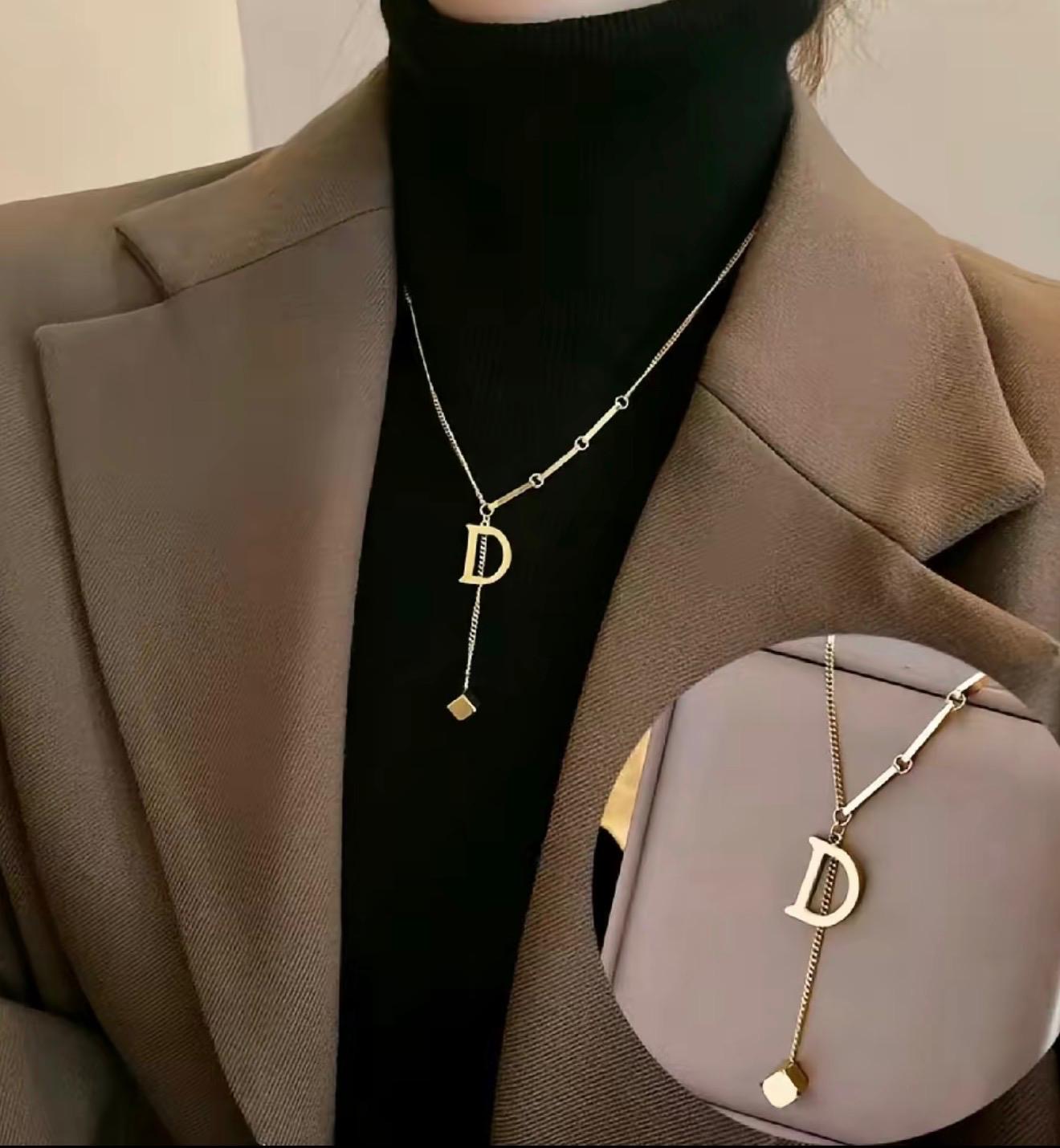 Gold Initial 'D' Pendant Necklace