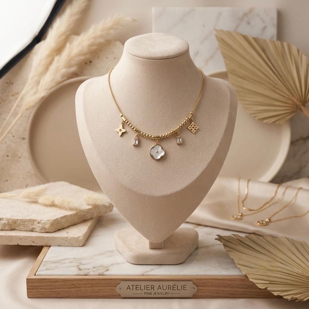 Elegant Gold Charm Necklace Set