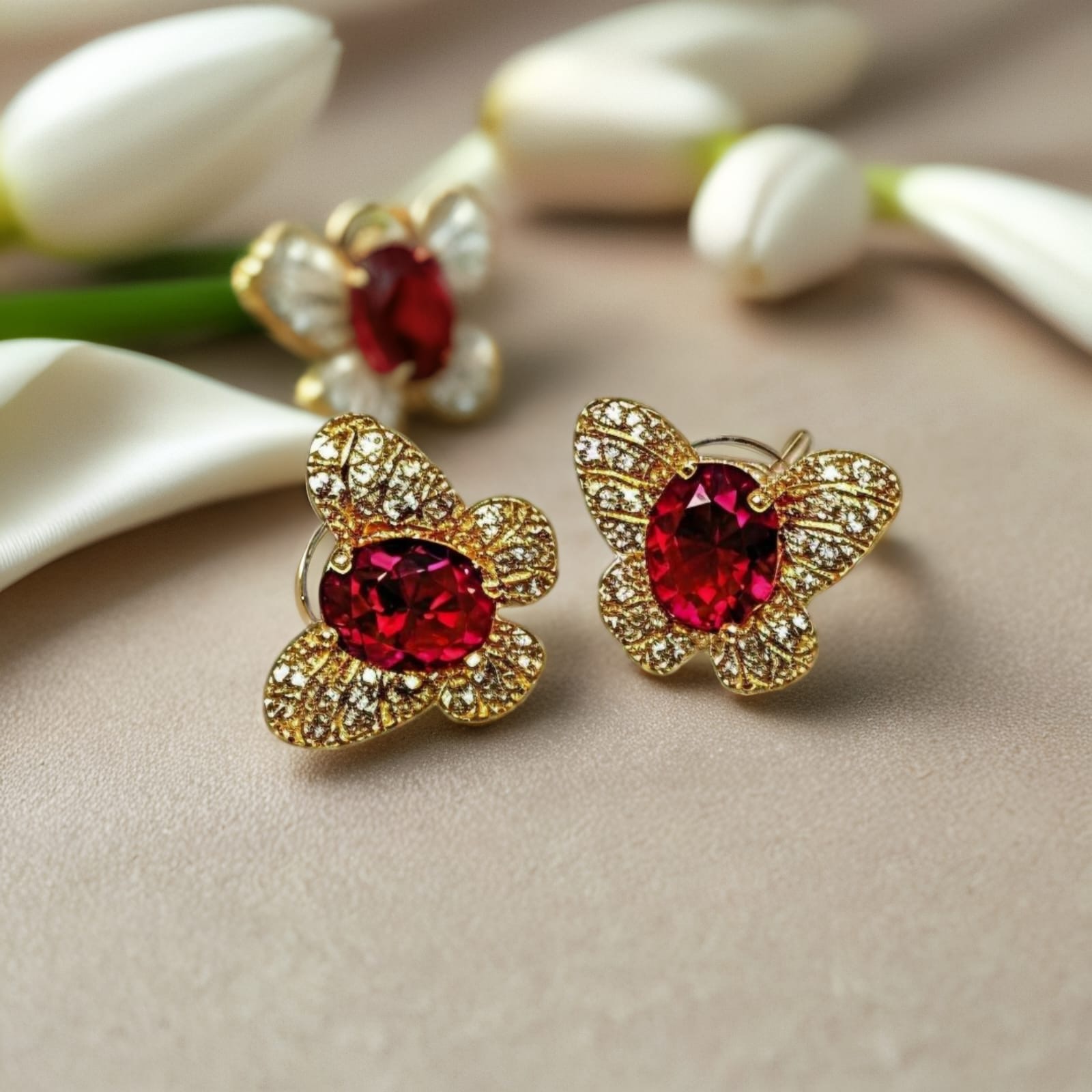 Butterfly Ruby Stud Earrings
