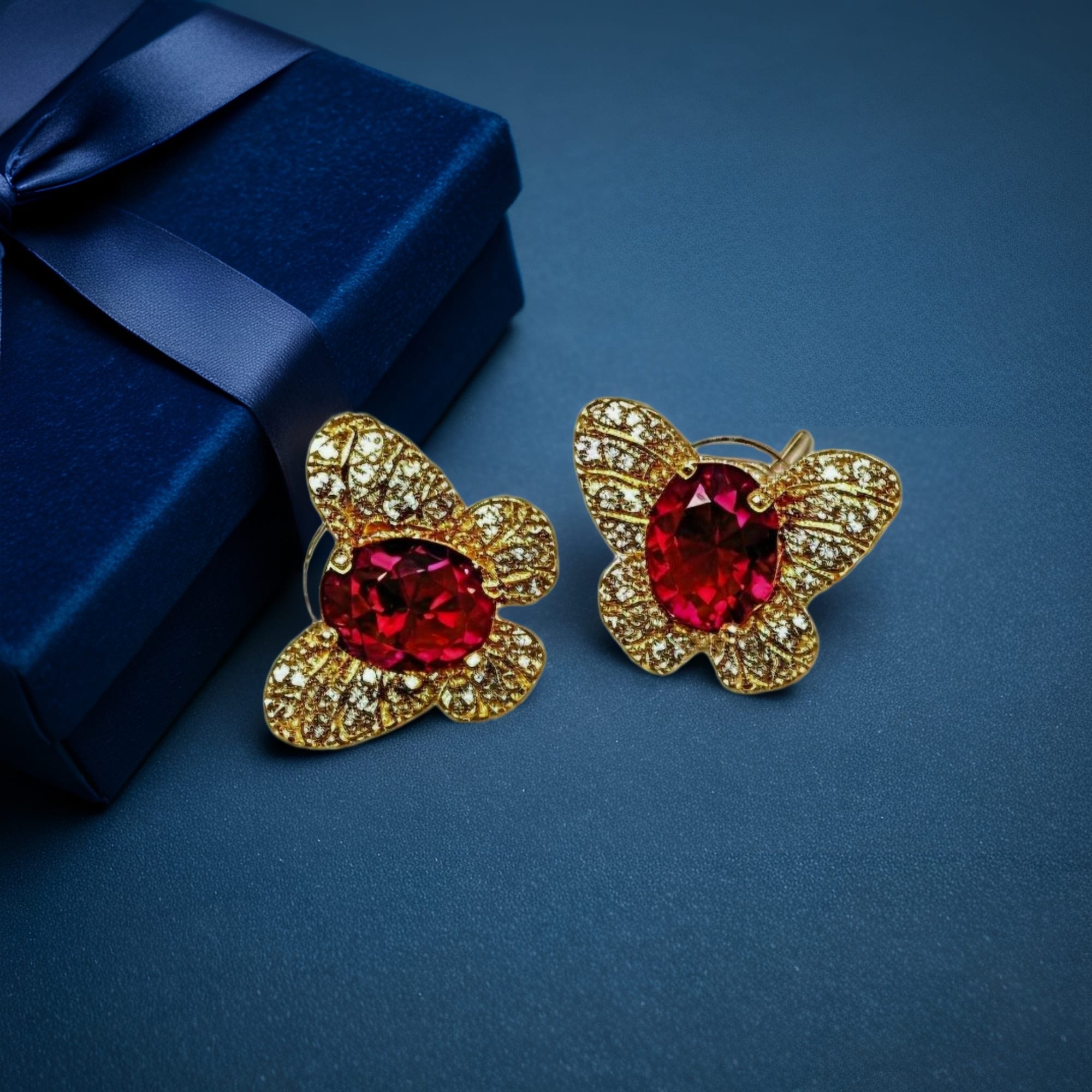 Butterfly Ruby Stud Earrings
