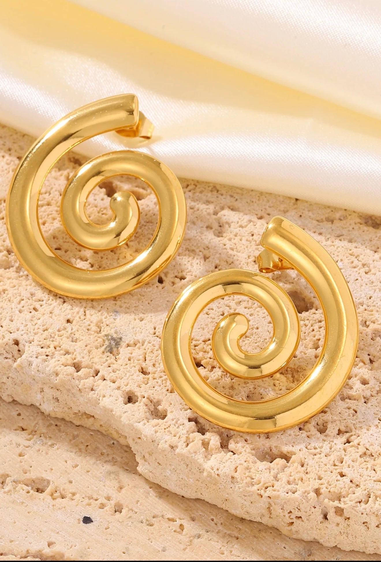 Bold Gold Spiral Earrings