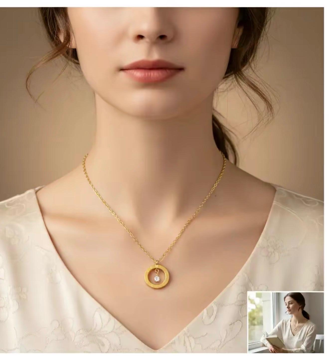 Elegant Gold Circle Pendant Necklace