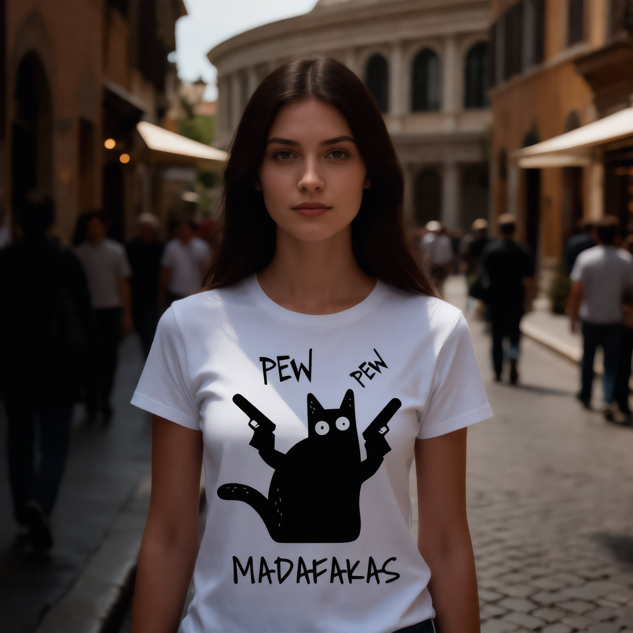 T-shirt Chat Drôle 'Pew Pew'