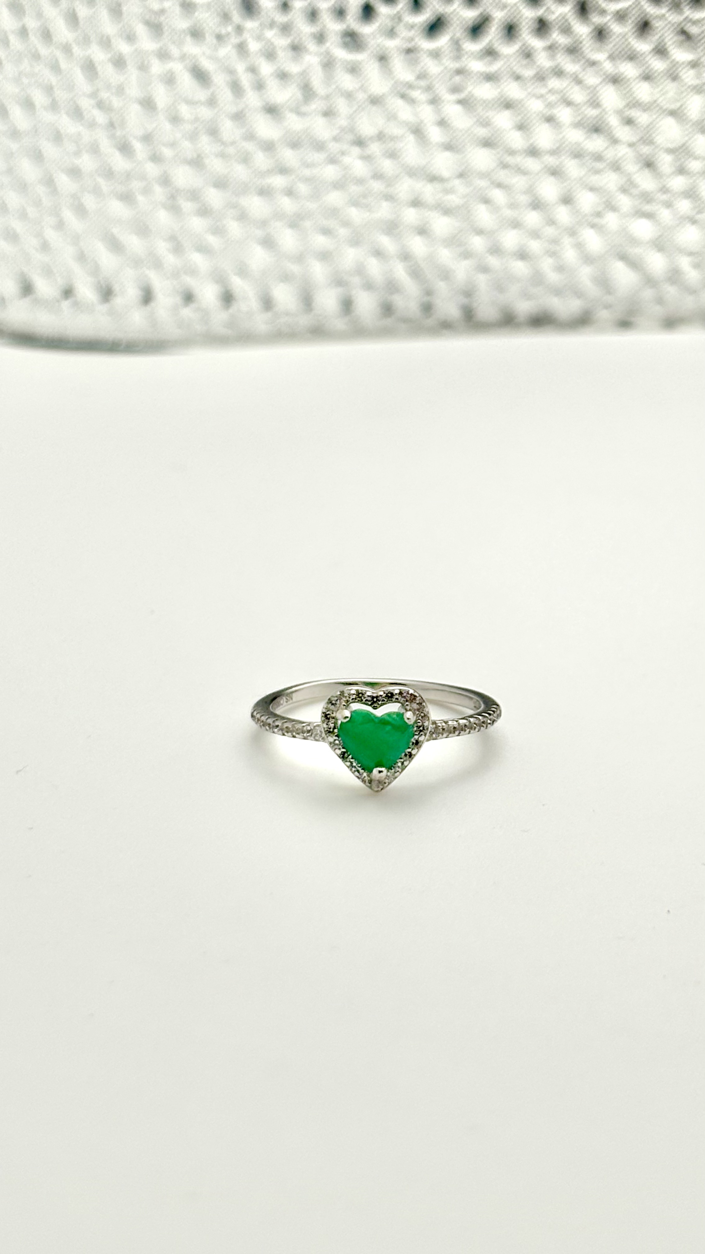 Anillo Esmeralda Corazón -Plata