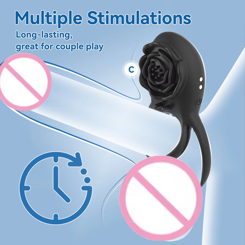 Rose-Shaped Couple's Vibrating Ring
