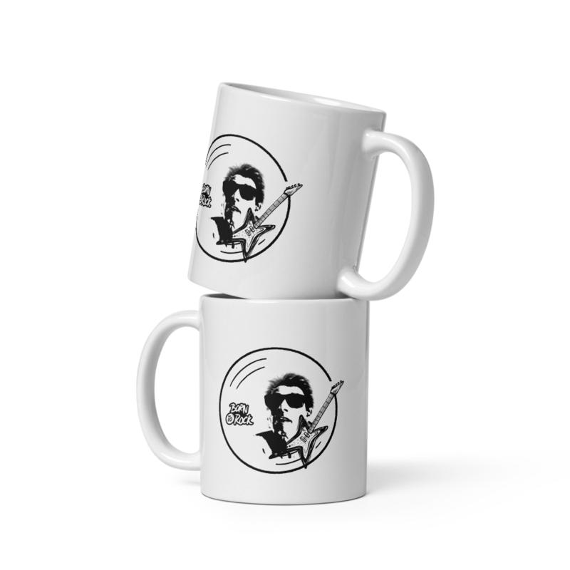 White glossy mug Born To Rock