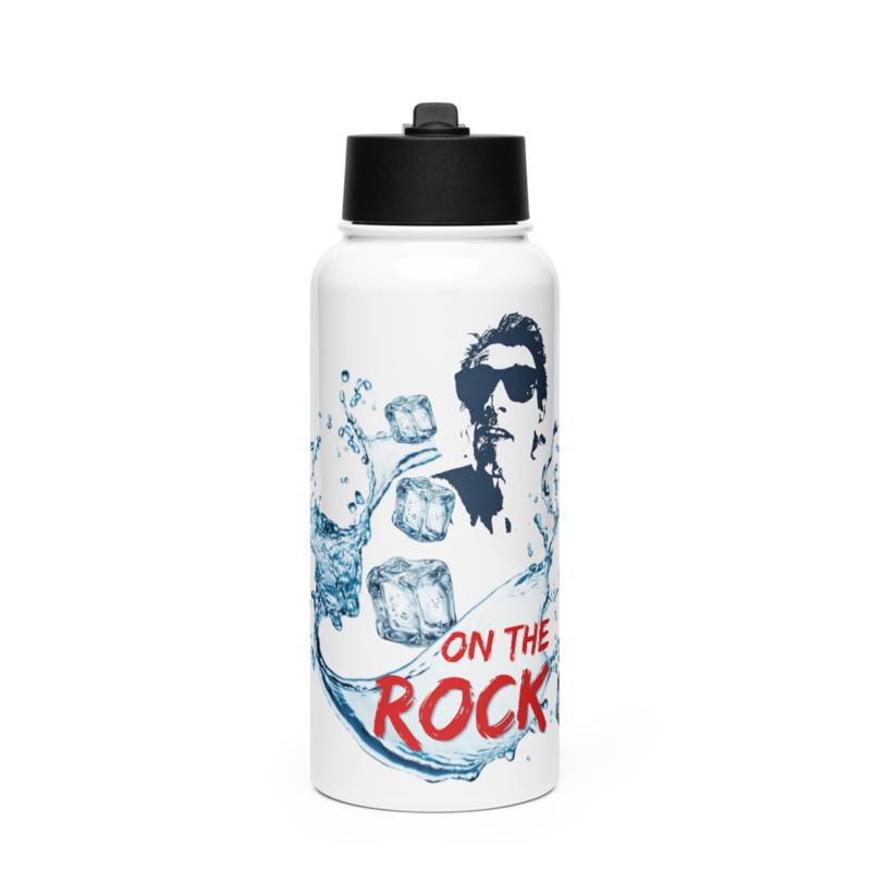 Bouteille d'eau en acier inoxydable avec paille - On the Rock