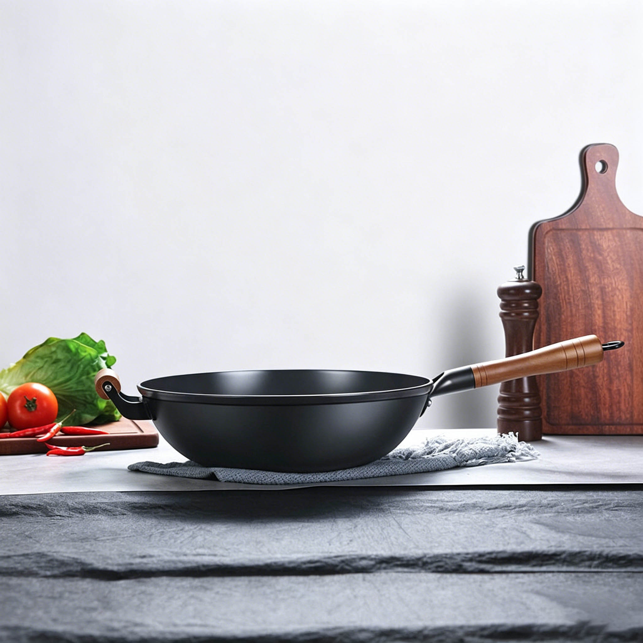 Soyuen Lightweight Cast Iron Wok | Flat-Bottom & Uncoated  11.8"/12.6"/13.4"