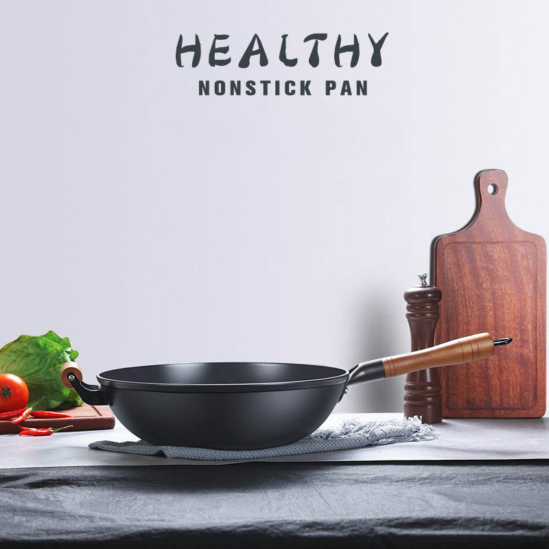 Soyuen Lightweight Cast Iron Wok | Flat-Bottom & Uncoated  11.8"/12.6"/13.4"