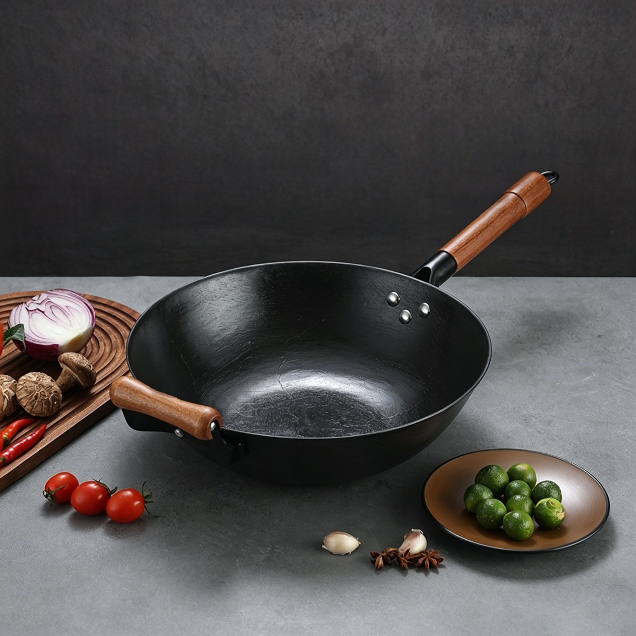 Soyuen Pre-Seasoned 13.4" Lightweight Cast Iron Wok