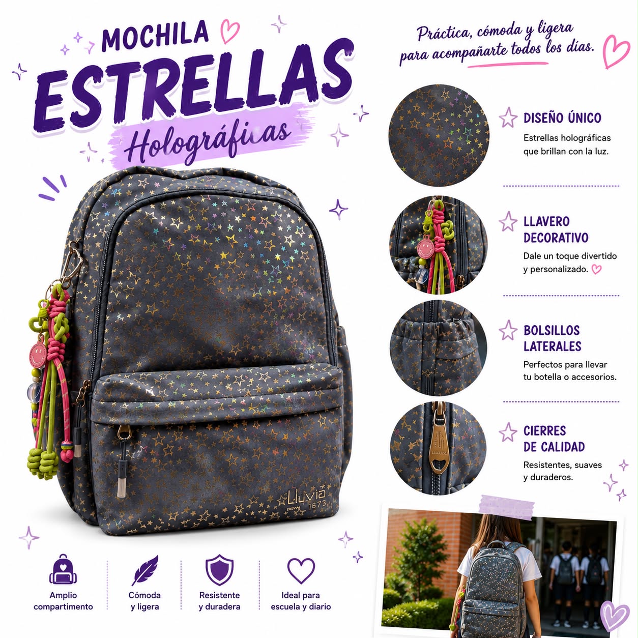 Mochila Estrellas Holográficas