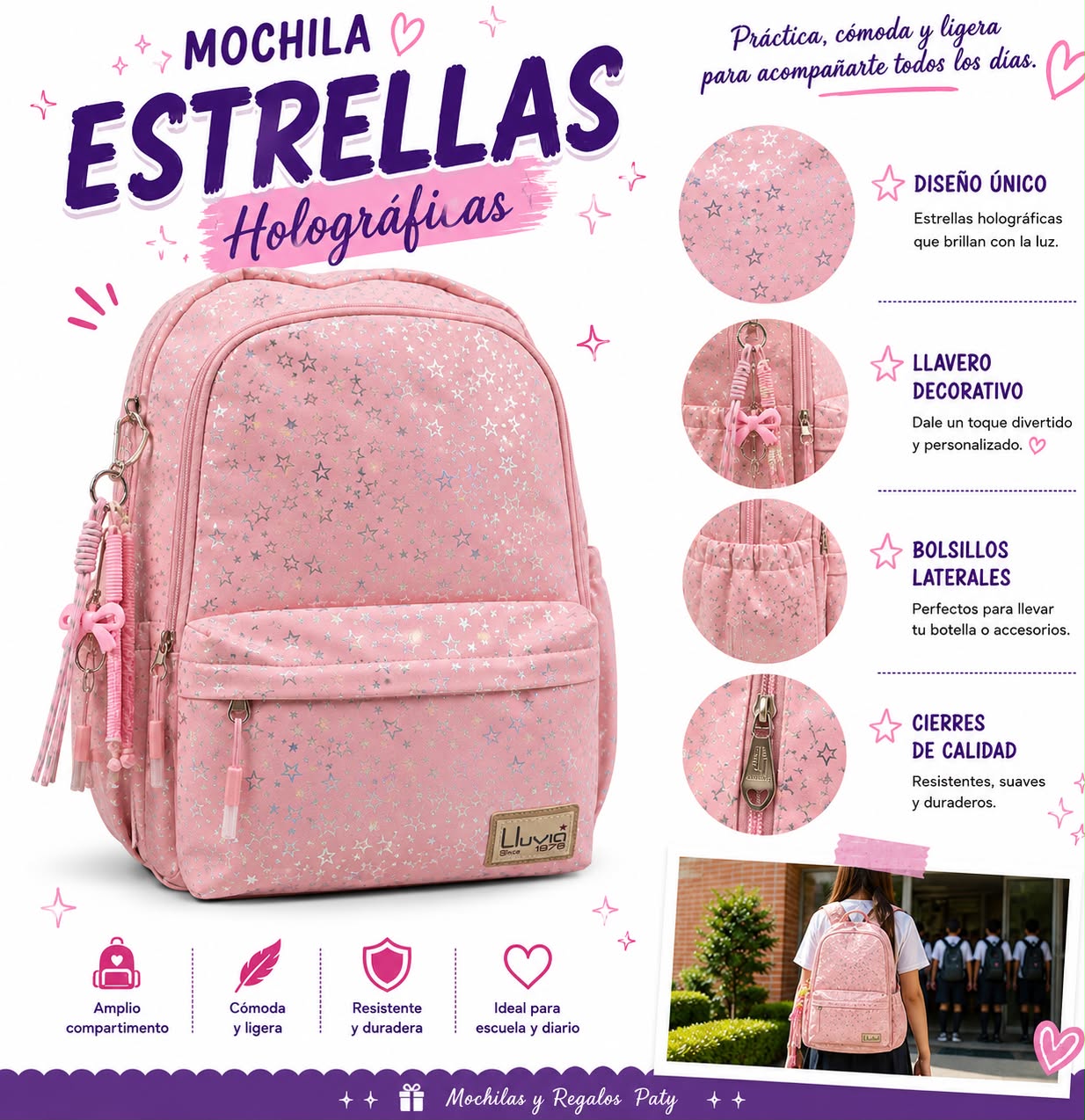 Mochila Estrellas Holográficas