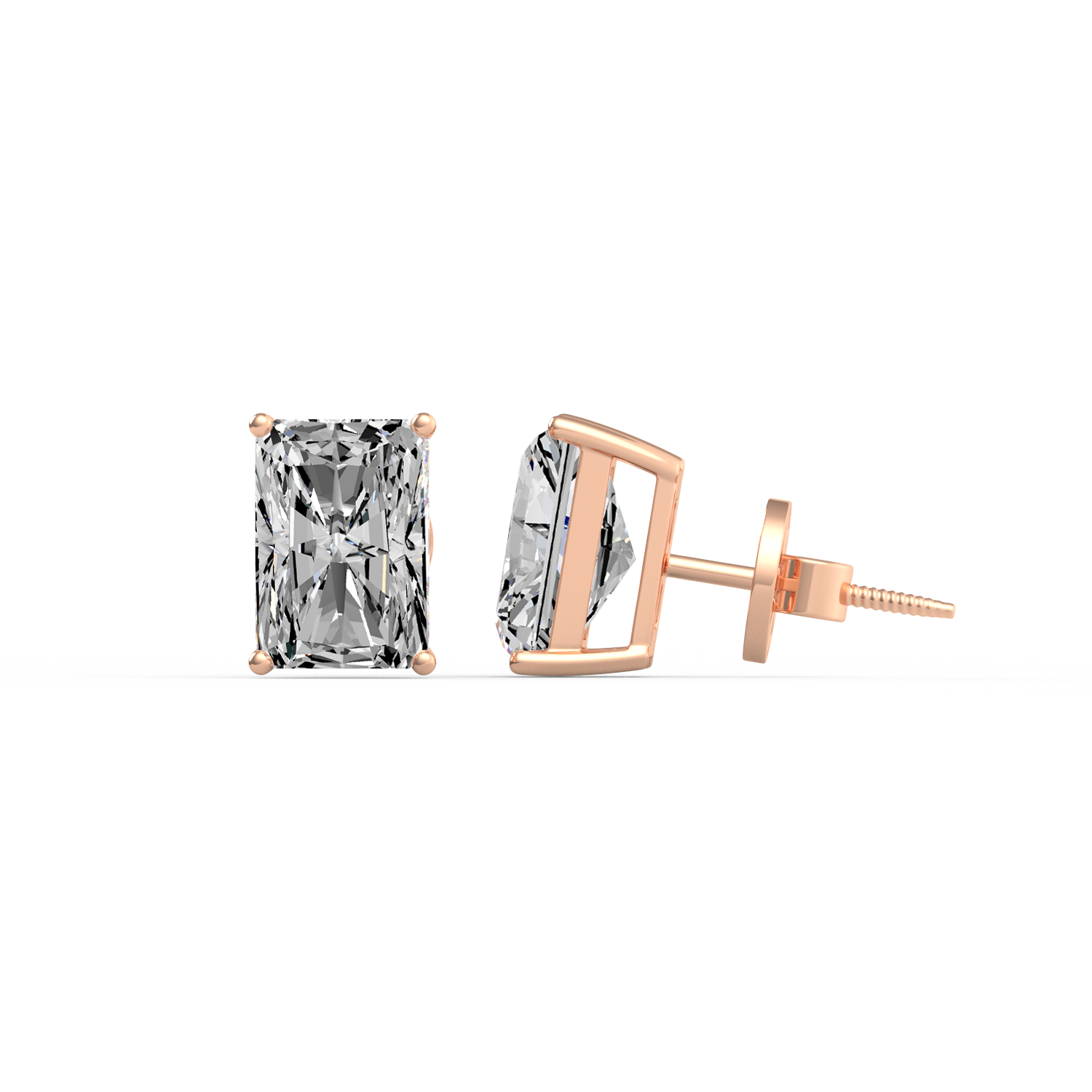 Radiant Cut Diamond Stud Earrings