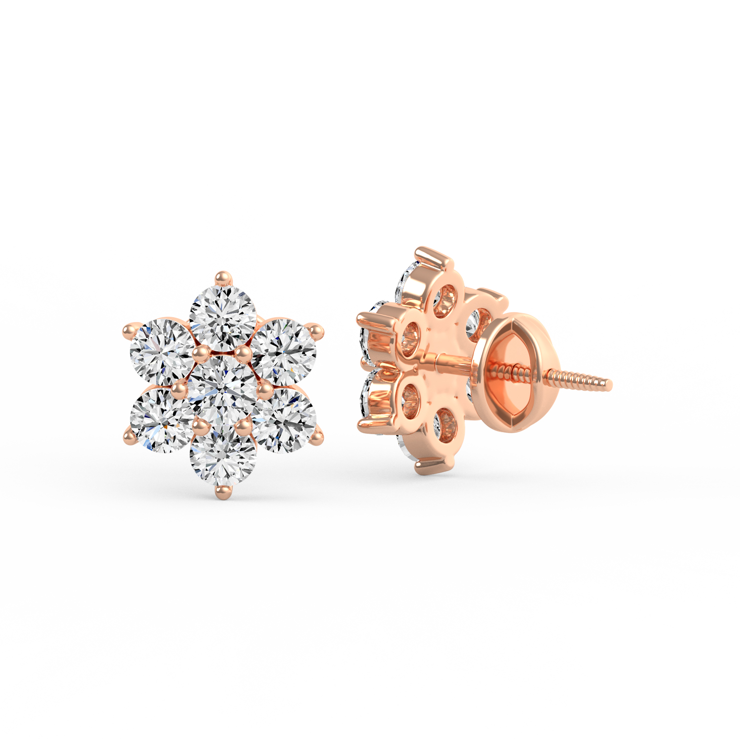 Diamond Floral Stud Earrings