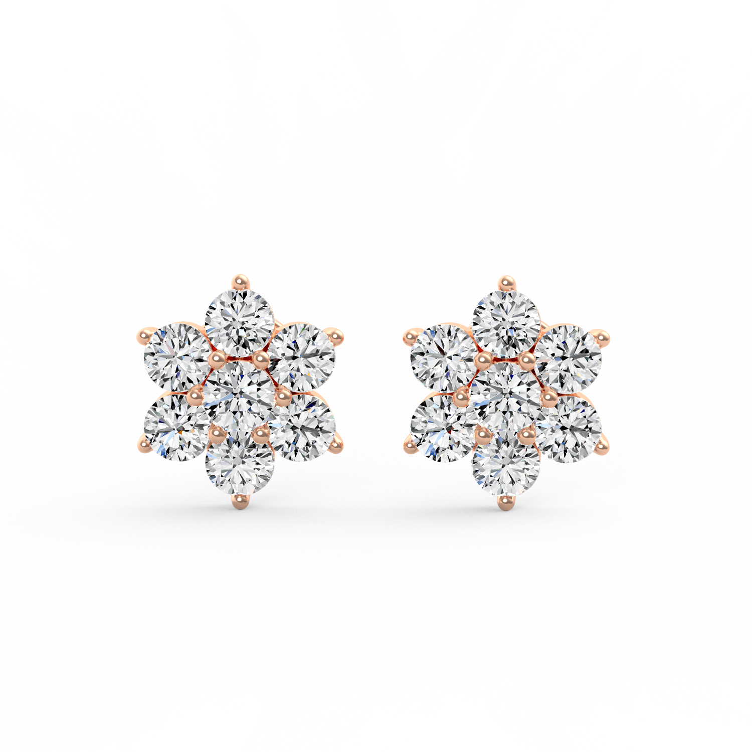 Diamond Floral Stud Earrings