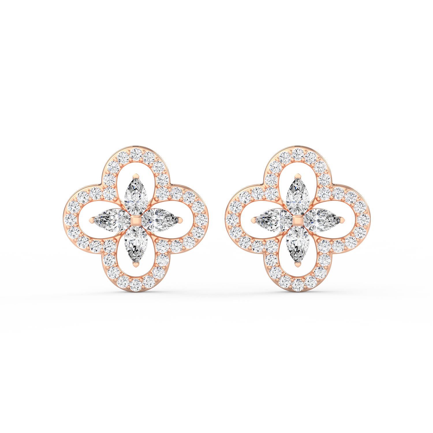 Floral Diamond Stud Earrings