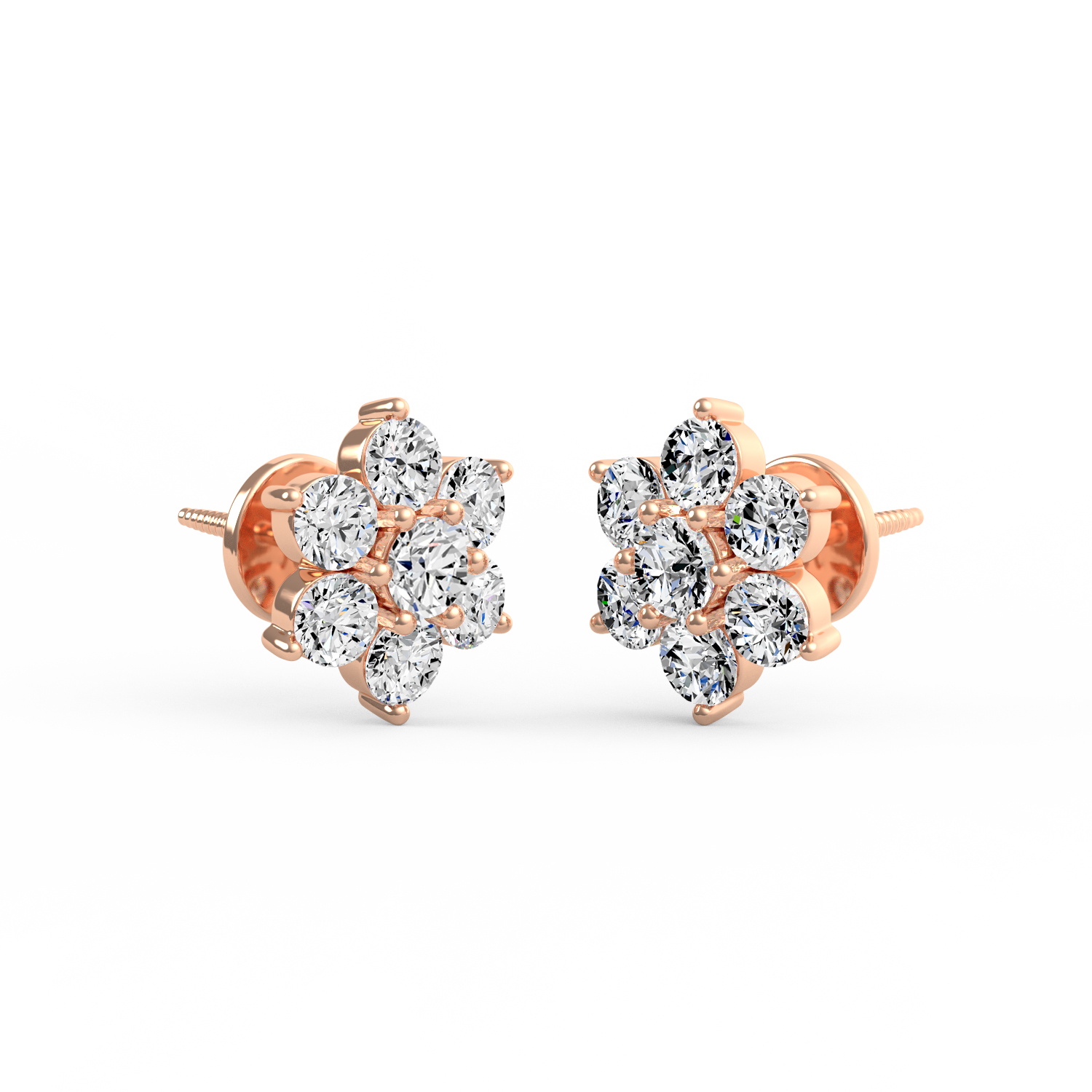 Diamond Floral Stud Earrings