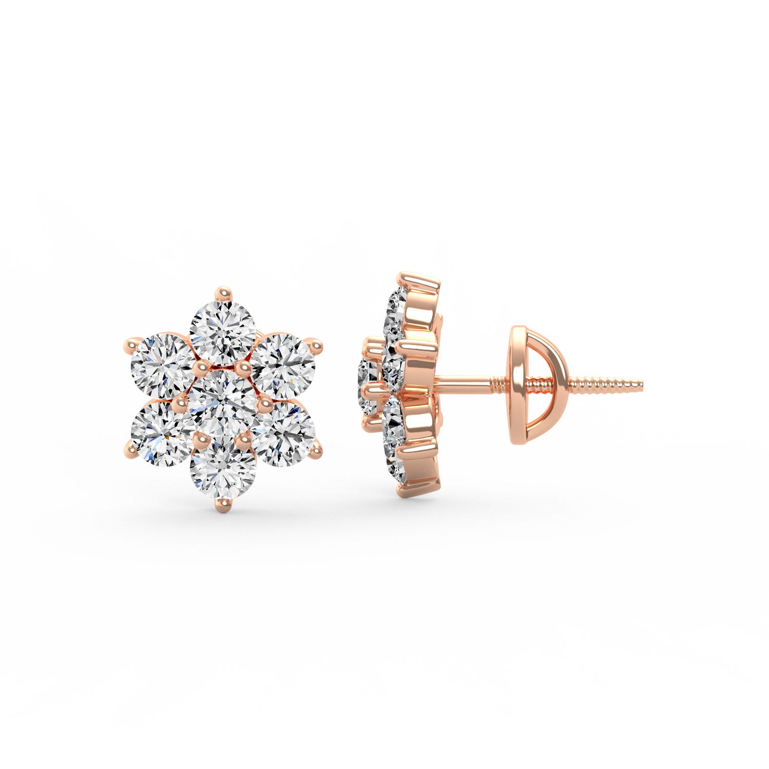 Diamond Floral Stud Earrings