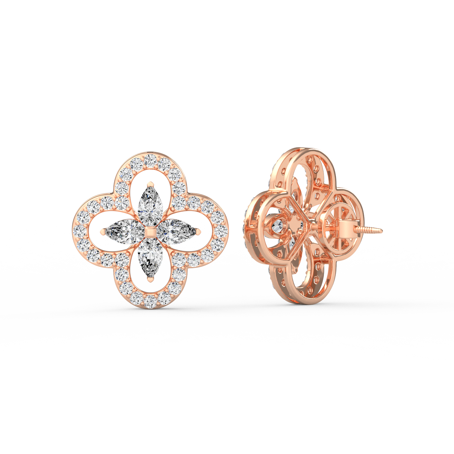 Floral Diamond Stud Earrings