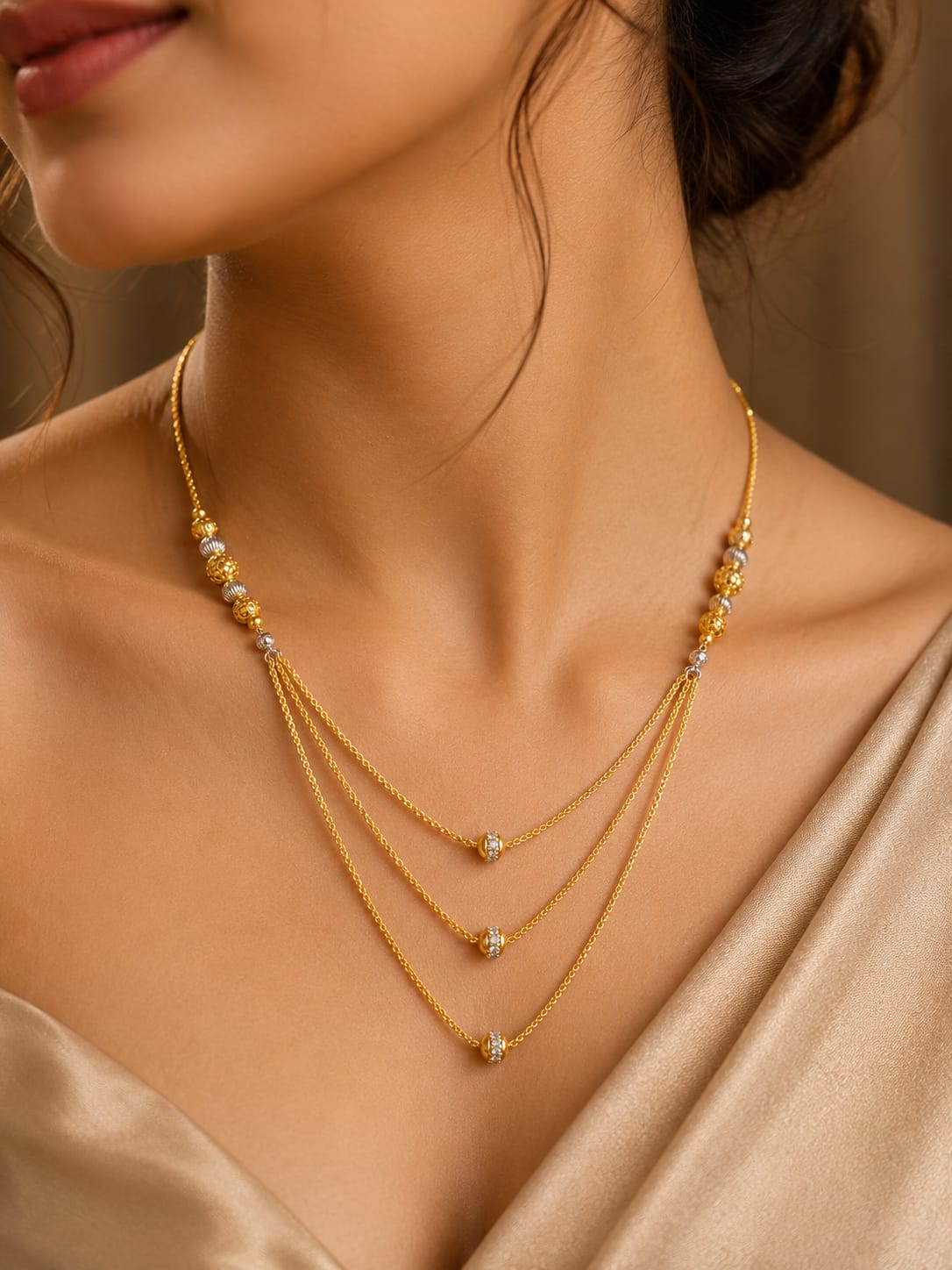 Gold-Plated Bead Layer Necklace