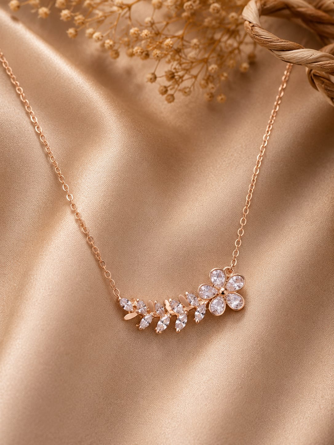 Floral Diamond Pendant Necklace