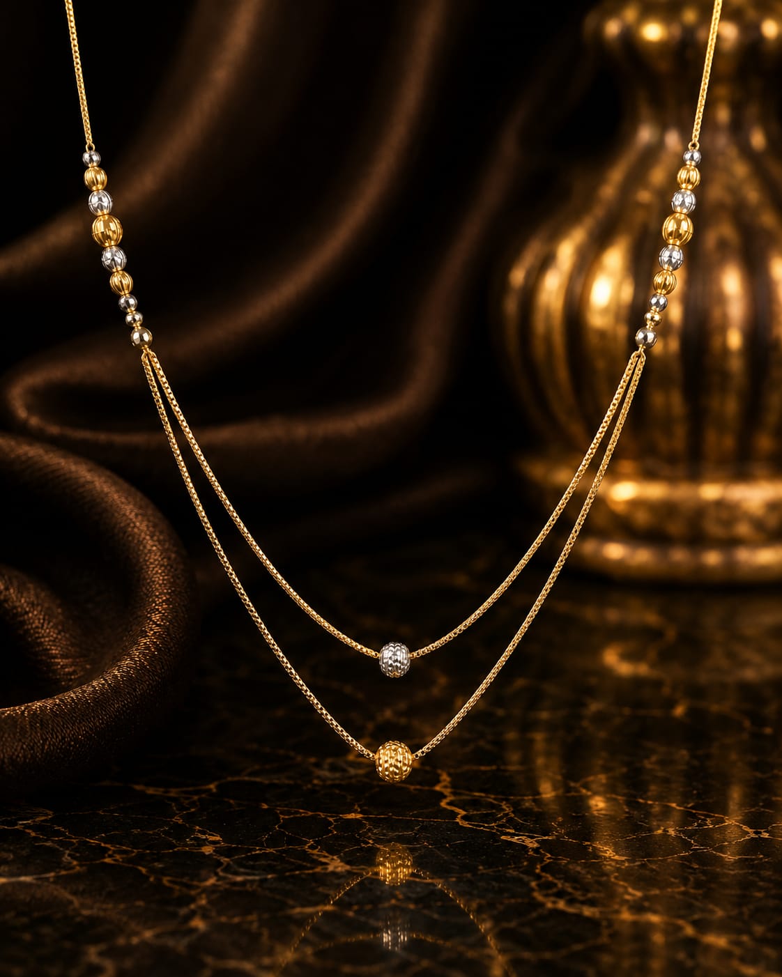 Gold-Plated Bead Layer Necklace