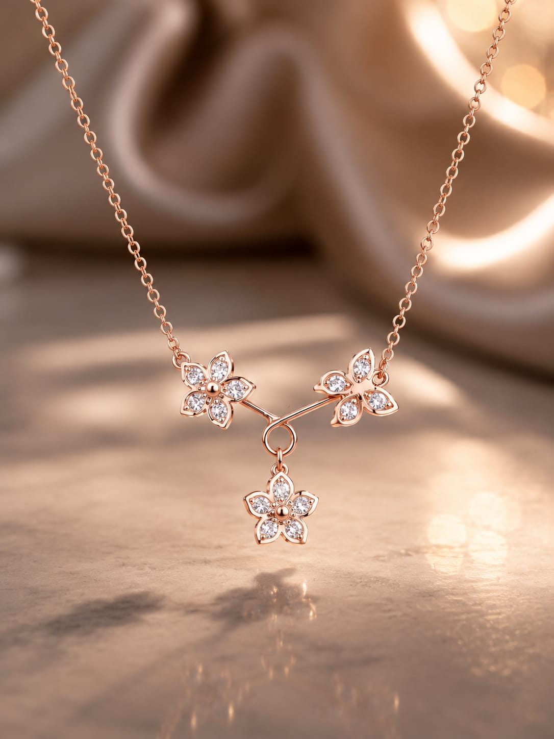 Floral Crystal Pendant Necklace