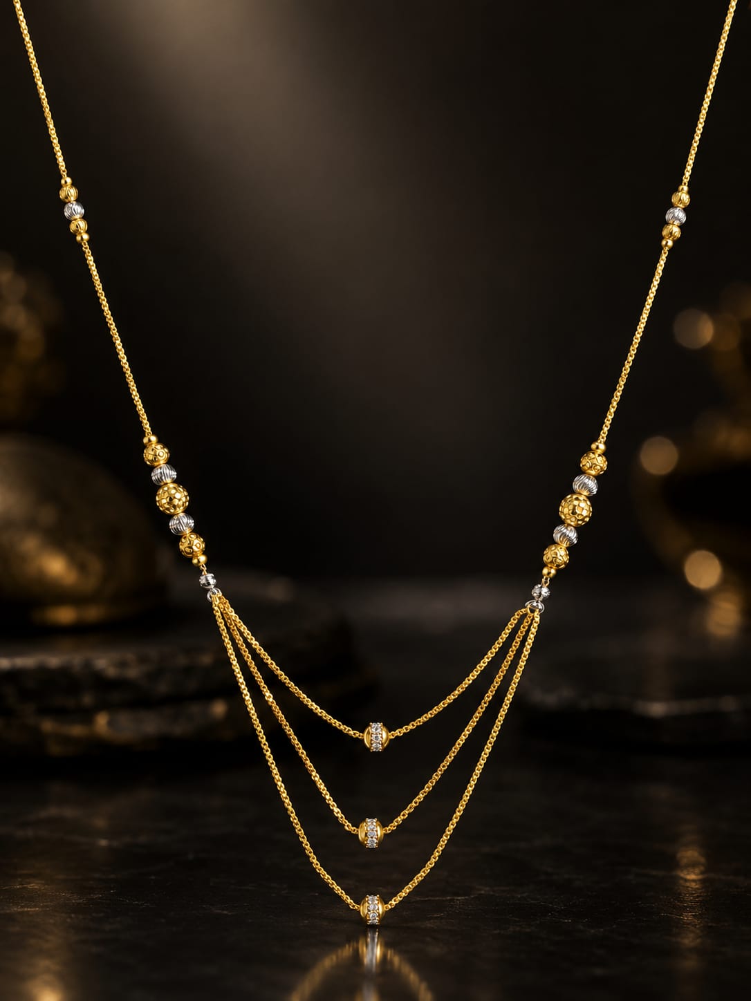 Gold-Plated Bead Layer Necklace