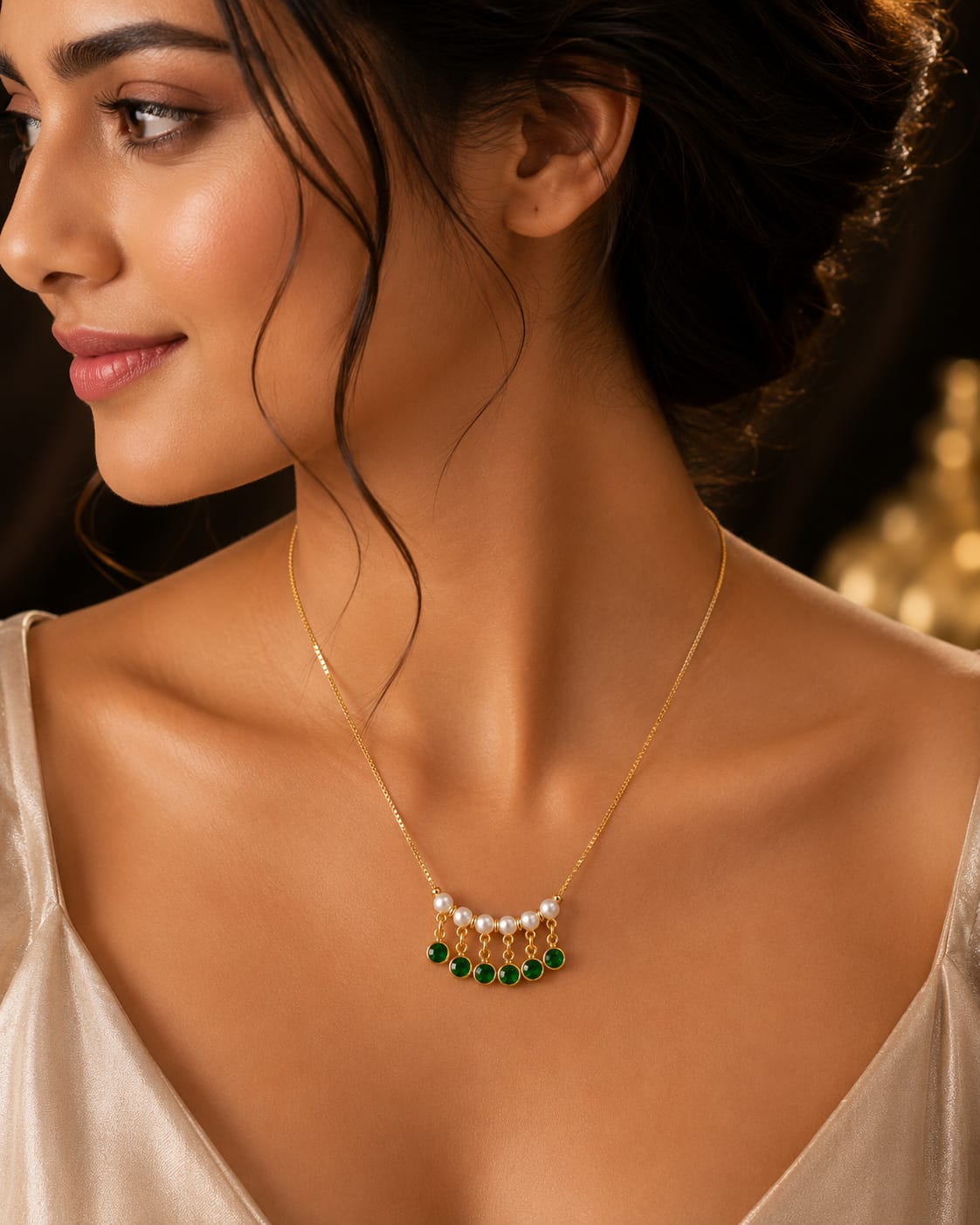 Elegant Pearl & Pink Stone Necklace