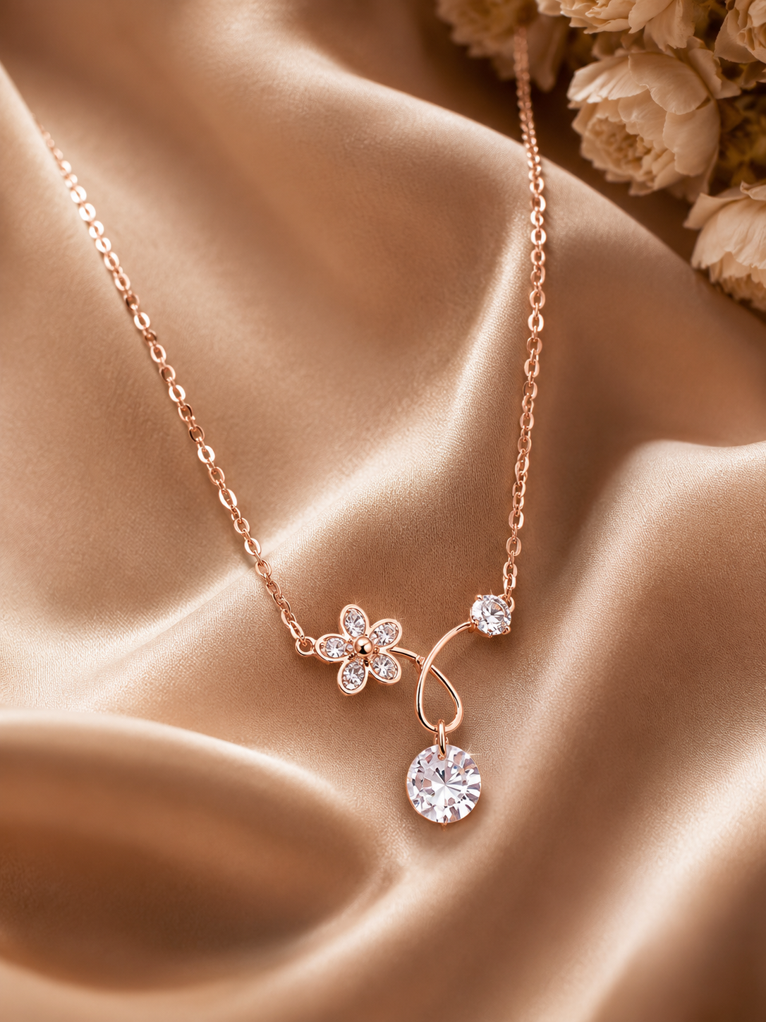 Floral Diamond Pendant Necklace