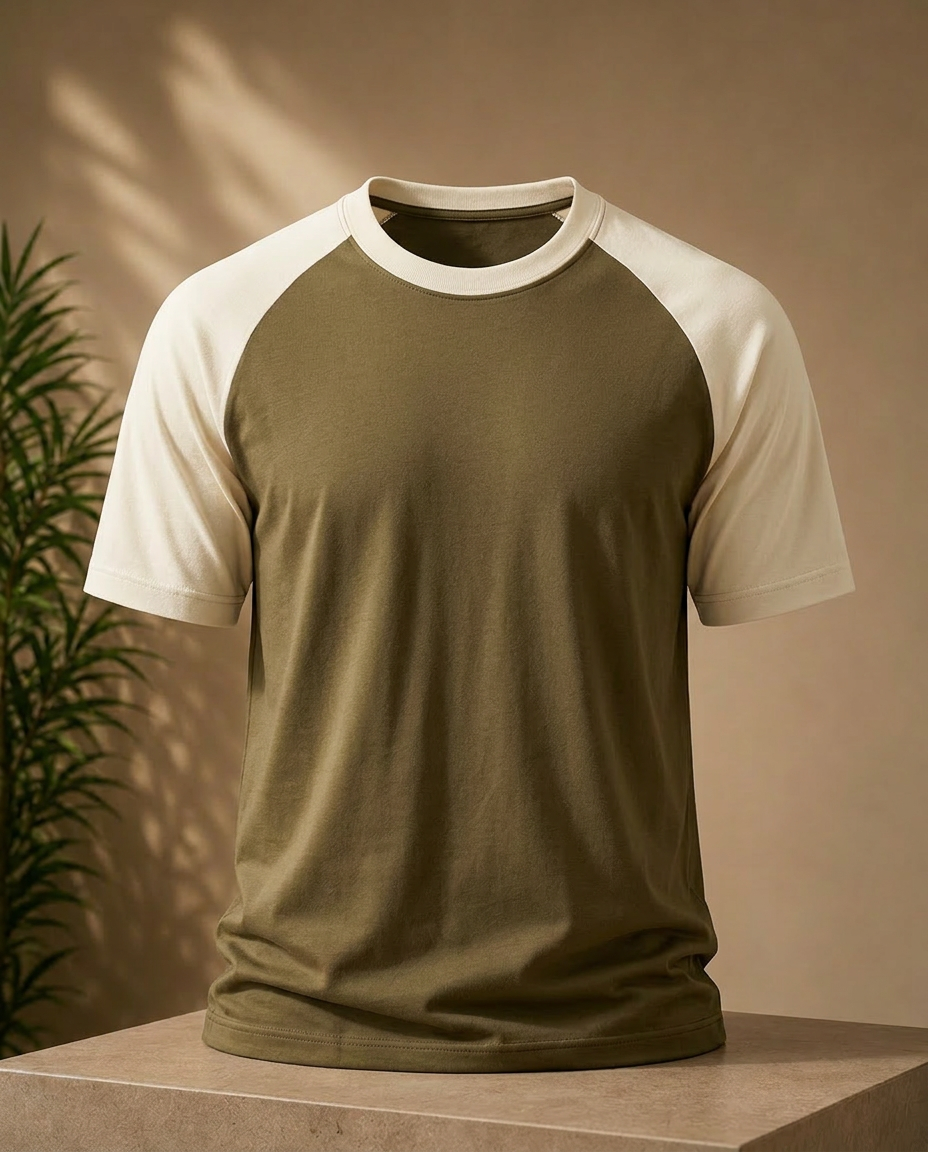 Olive & Cream Raglan T-Shirt