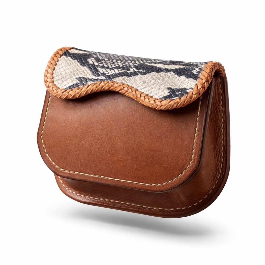Bolso de cuero y piel de serpiente