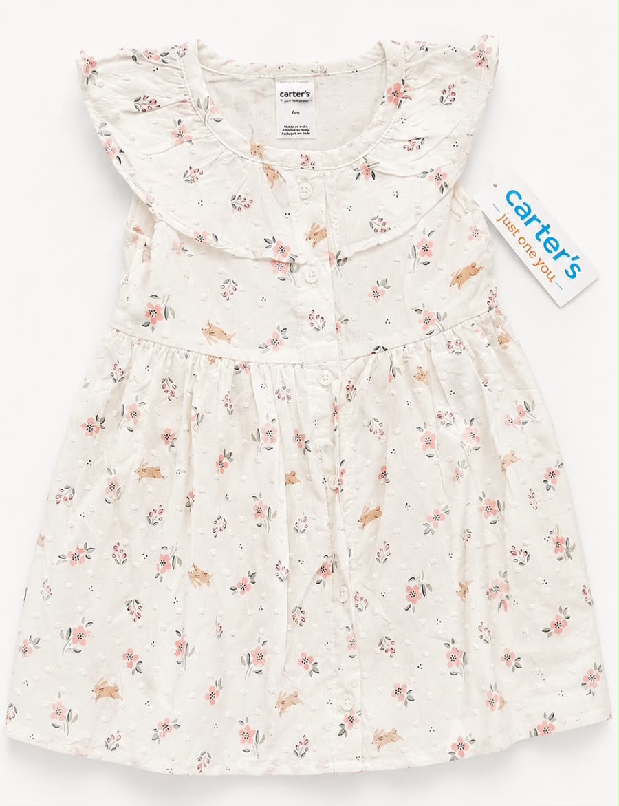 Cod 464 - Vestido rabbit e flores Carter’s 