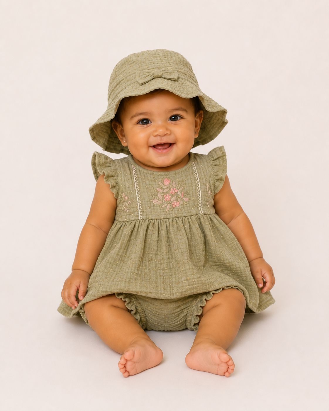Cod 78 - Conjunto Vestido + Calcinha + Chapéu Rabbit Bear