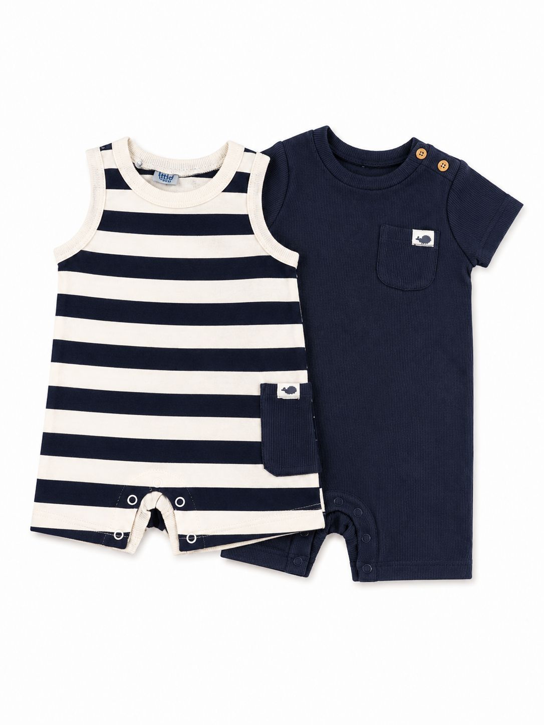 Cod 295 - Kit 2 Macacões Little Lad Listrado e Azul 