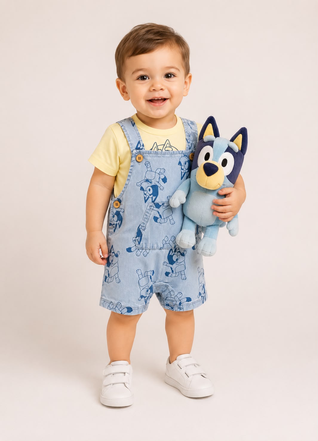 Cod 140 - Jardineira + Blusa Amarela Bluey 