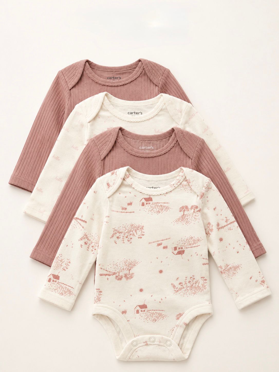 Cod 356 - Kit 4 Bodys Manga Longa Carter’s