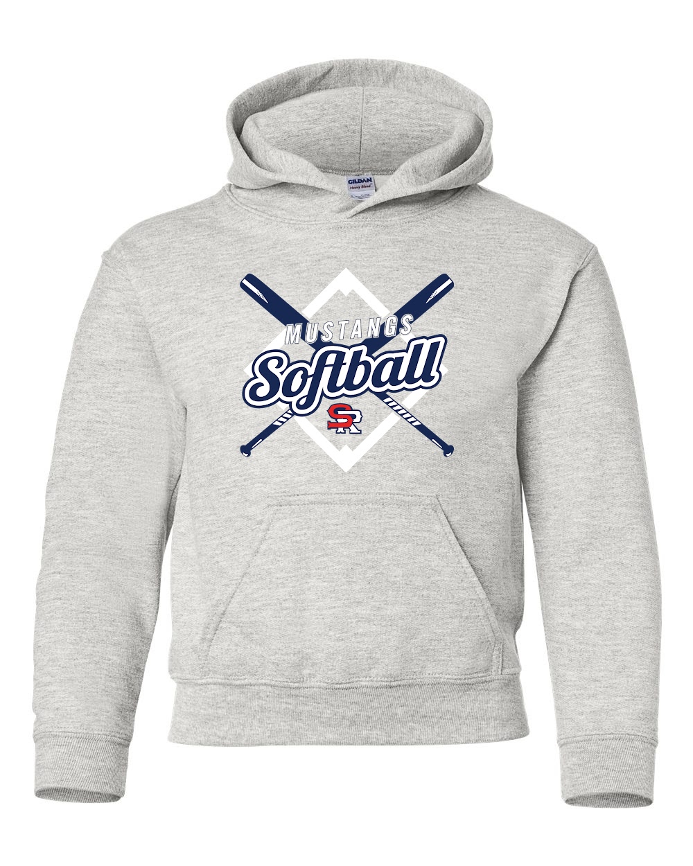 Youth Mustangs Softball Heavy Blend Hooded Sweatshirt