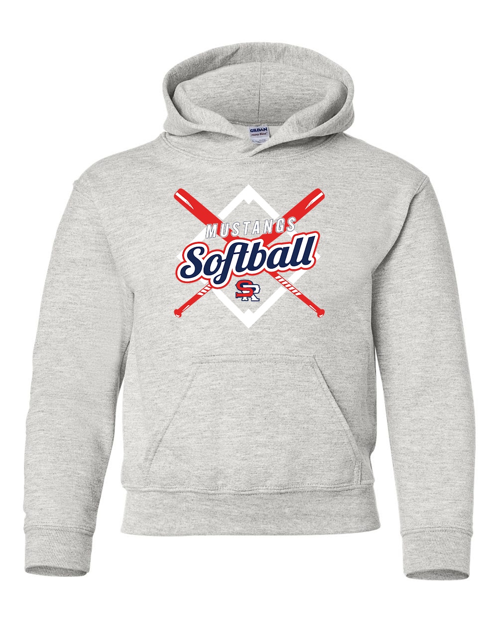Youth Mustangs Softball Heavy Blend Hooded Sweatshirt