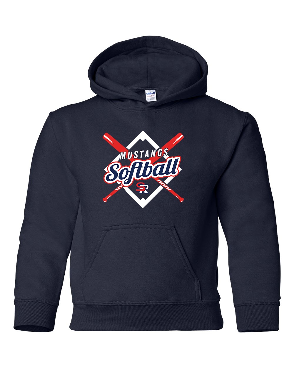 Youth Mustangs Softball Heavy Blend Hooded Sweatshirt