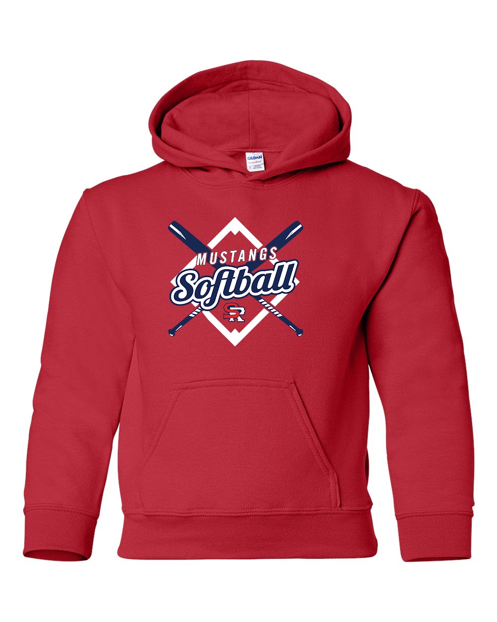 Youth Mustangs Softball Heavy Blend Hooded Sweatshirt