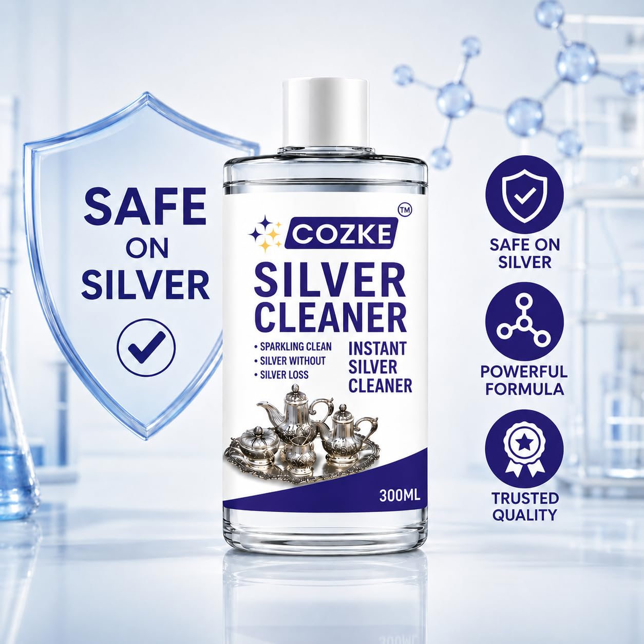 Instant Silver Dip Cleaner Liquid - Fast Acting Tarnish Remover for Jewellery, Pooja Items & Utensils Sparkling Clean